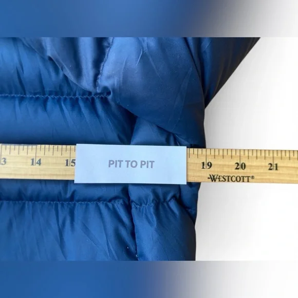 L.L. Bean Vintage Women’s Small DownTek Puffer Jacket Navy Blue Fitted Hooded - Picture 5 of 10